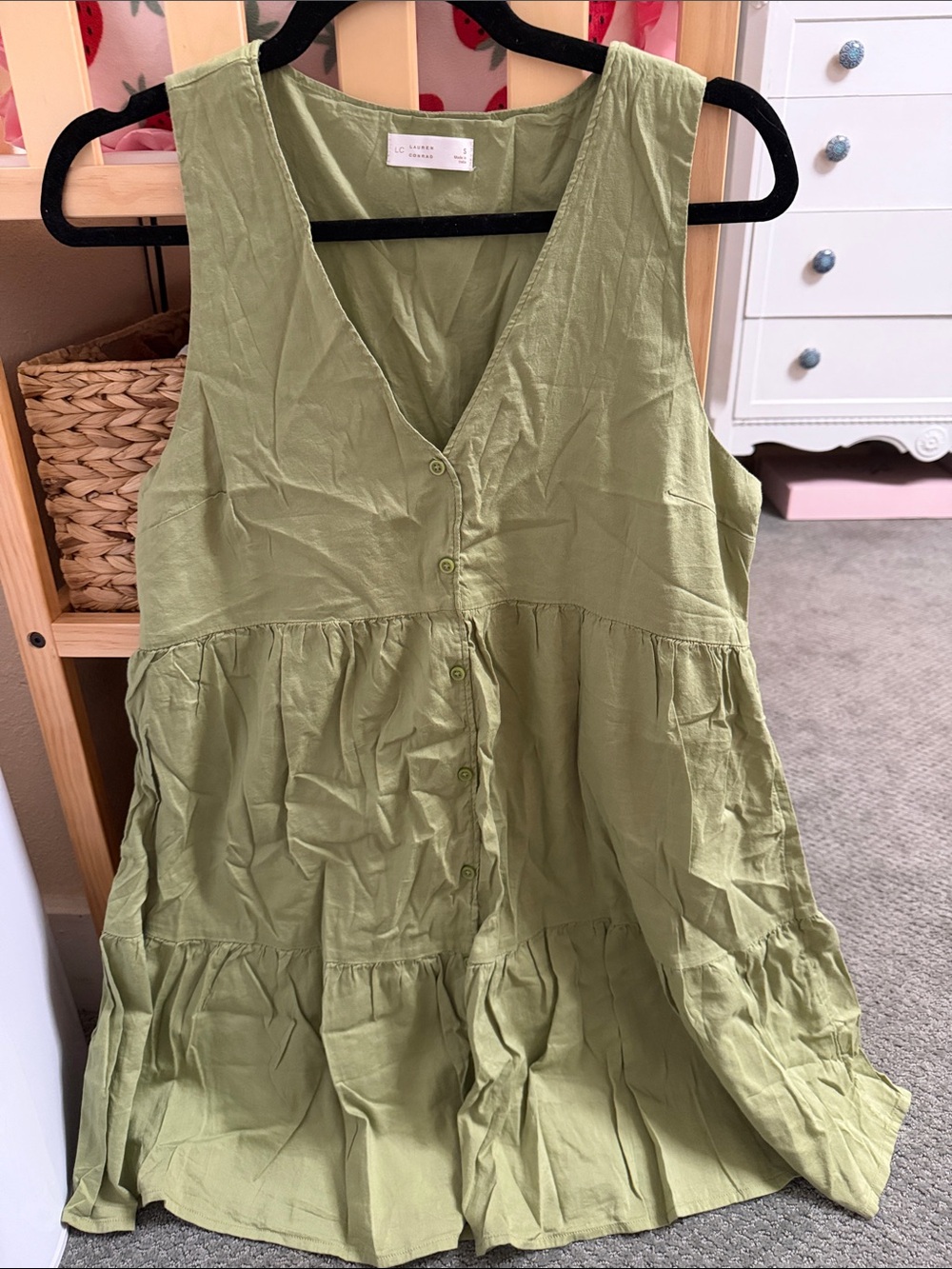 LC Lauren Conrad Olive Green Sleeveless Tiered Dress